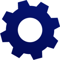 Blue cog wheel graphic