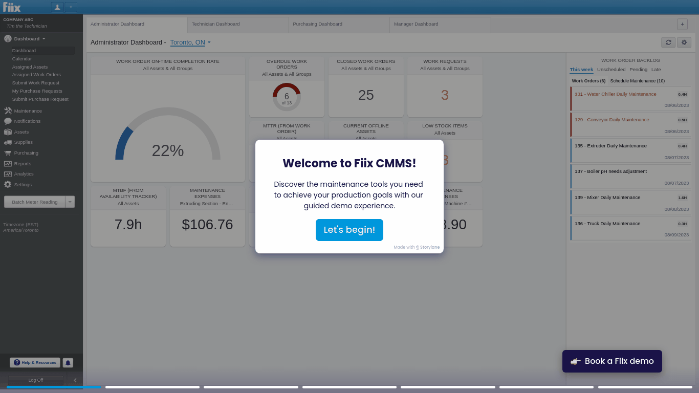 Click here to access a free tour of Fiix (opens in new tab)